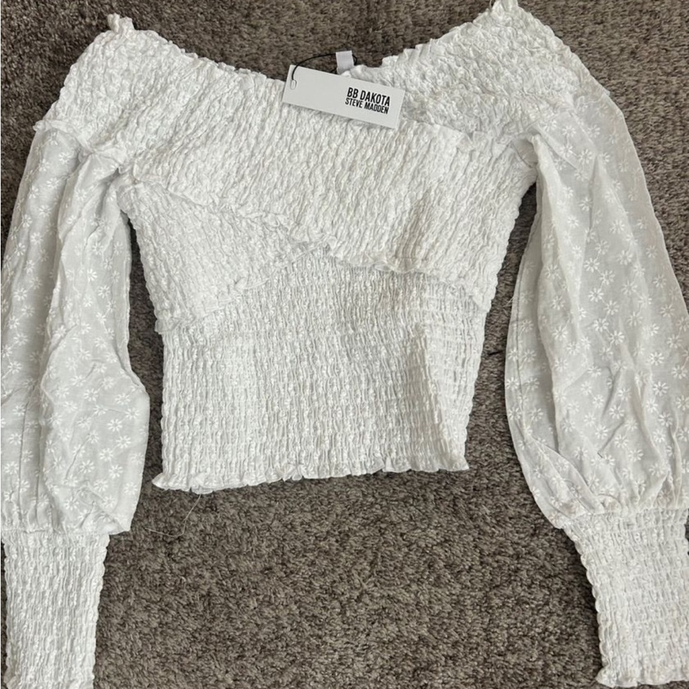 Brand New Steve Madden Womens Ruched V-Neck Pullover Top Blouse